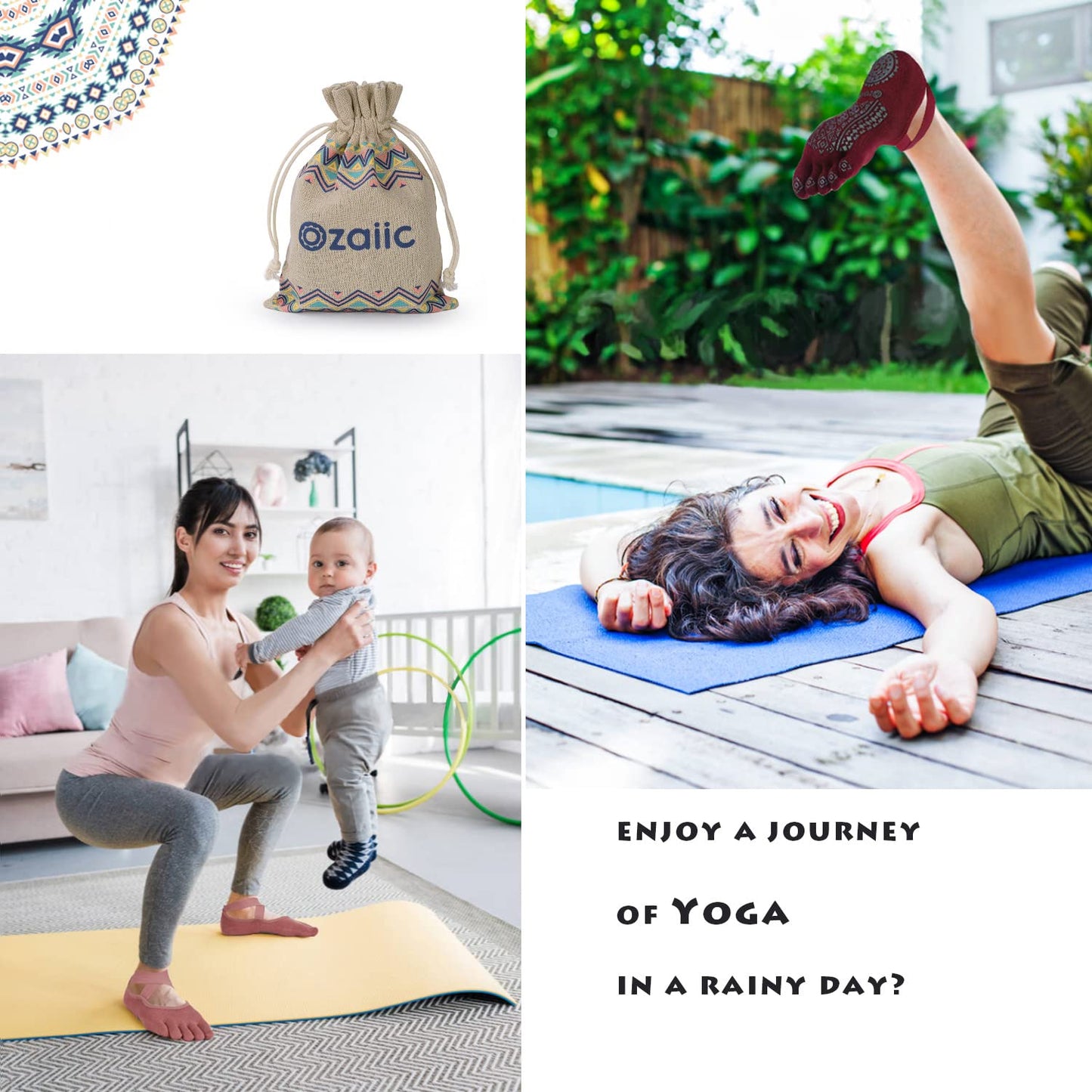 Ozaiic Women’s Non-Slip Yoga Socks with Grips