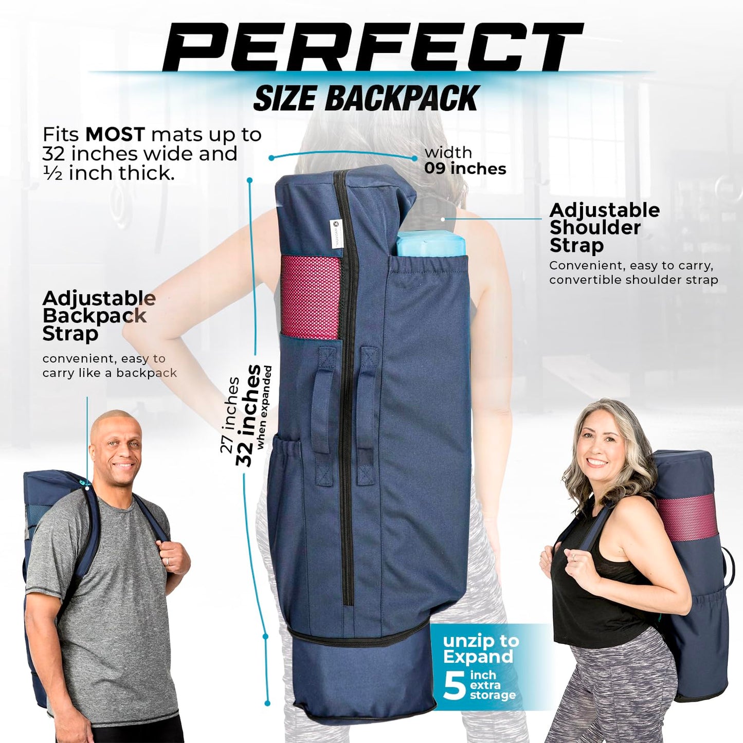 MAGNILAY Yoga Mat Bag with Adjustable Strap & Pockets
