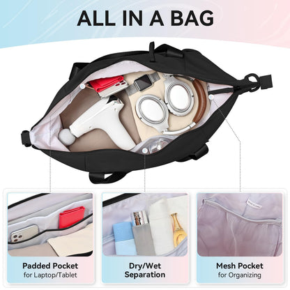 MAXTOP Women’s Gym & Yoga Duffle Bag with Shoe Pouches