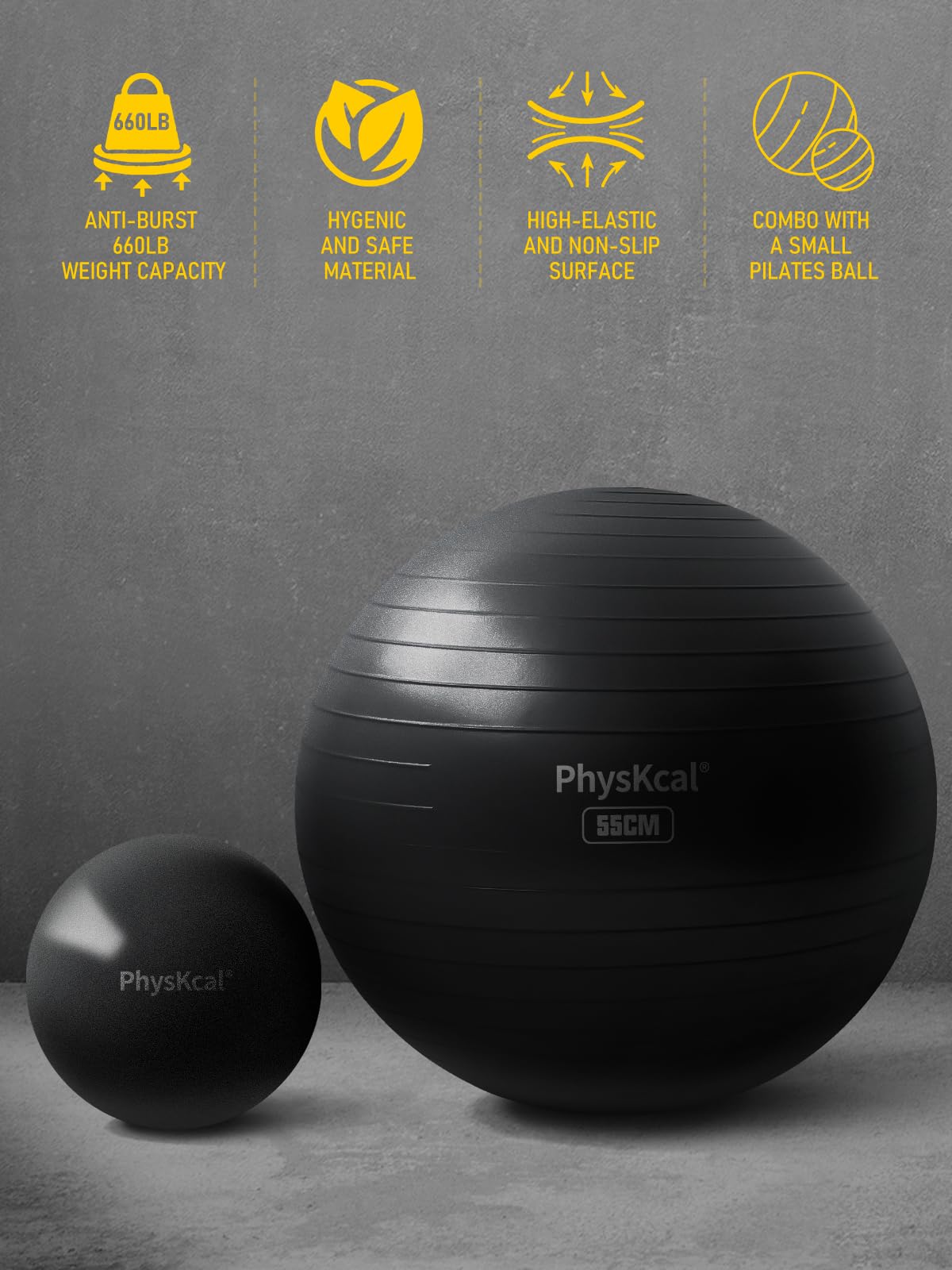 Yoga Ball with Pump – 4 Sizes for Fitness & Therapy