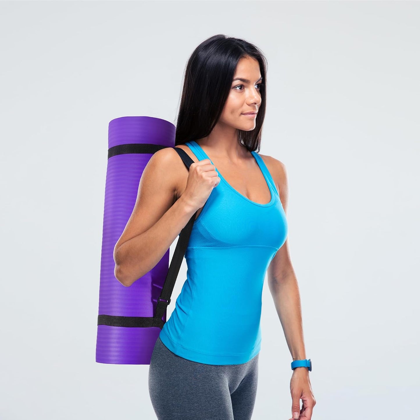 Extra Thick 1/2" High-Density Yoga Mat with Strap