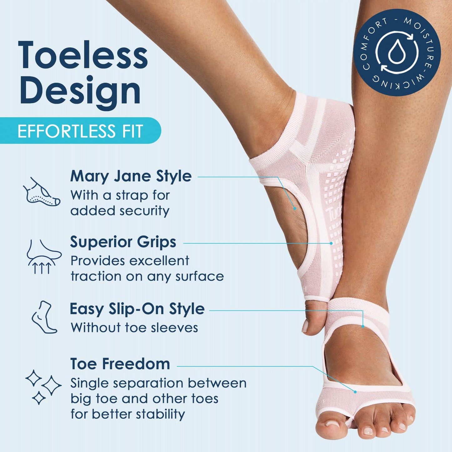 Tucketts Toeless Grip Pilates Socks for Women