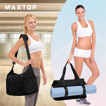 MAXTOP Women’s Gym & Yoga Duffle Bag with Shoe Pouches