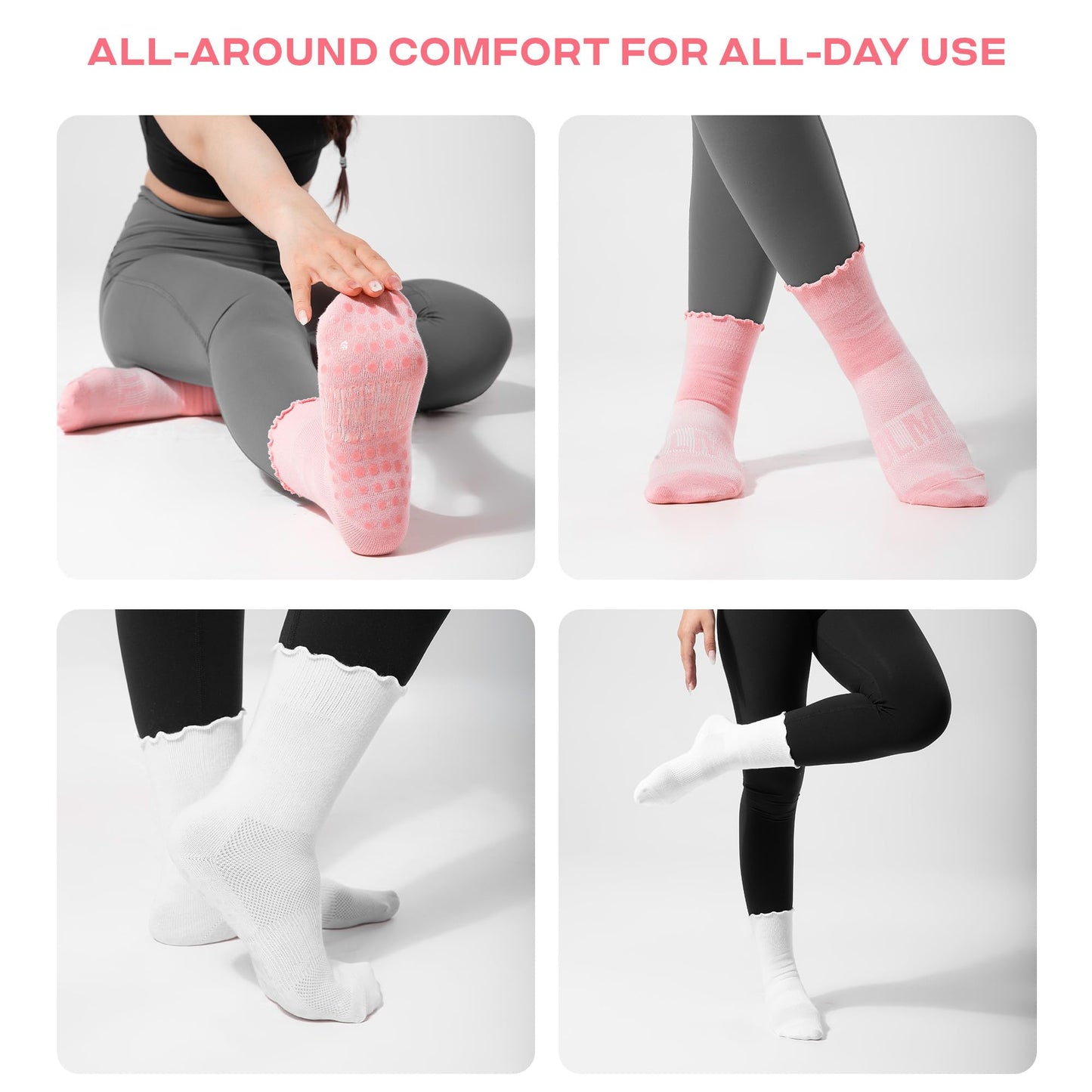 CoolMate Women’s Non-Slip Pilates Yoga Socks