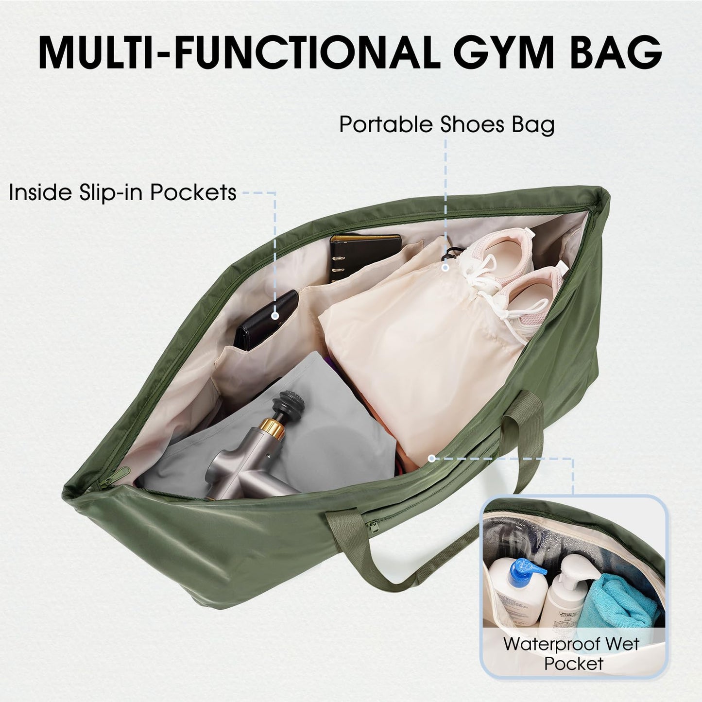 Large Yoga Mat Bag with Shoe & Wet Pocket