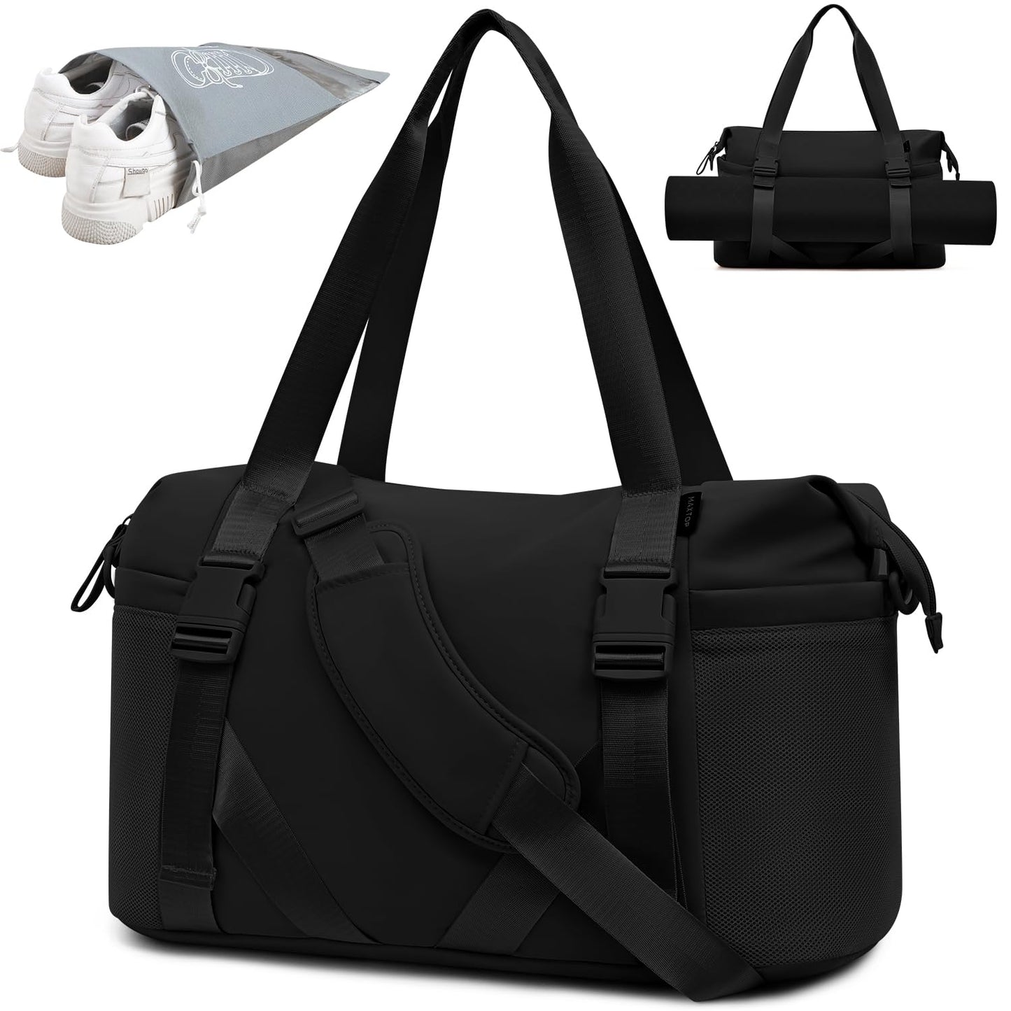 MAXTOP Women’s Gym & Yoga Duffle Bag with Shoe Pouches
