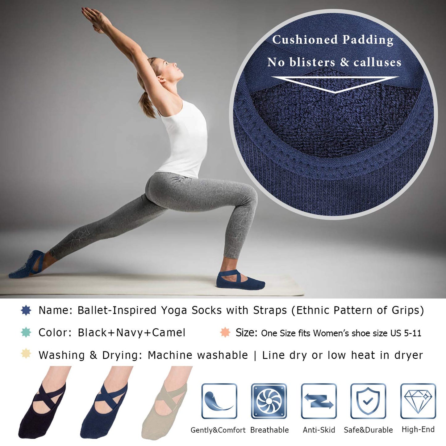Ozaiic Non-Slip Yoga Socks for Women