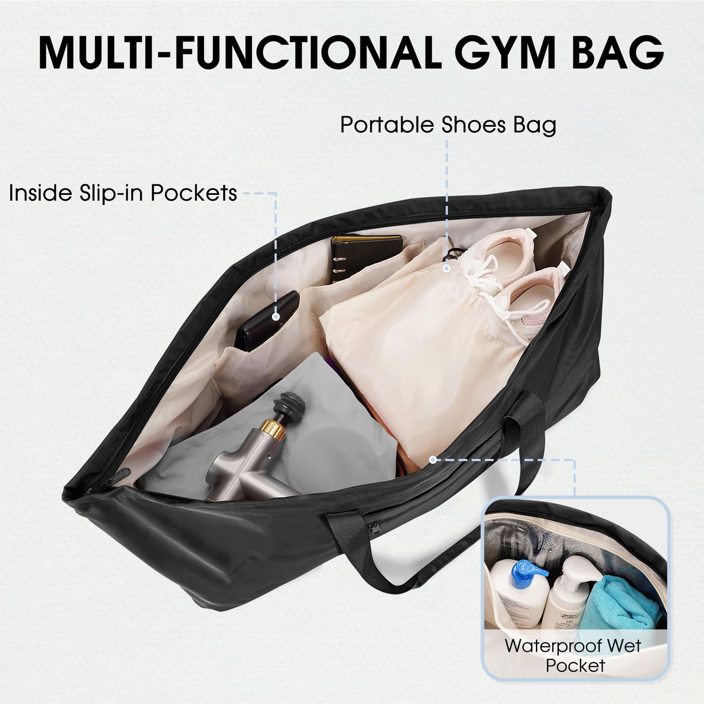 Large Yoga Mat Bag with Shoe & Wet Pocket