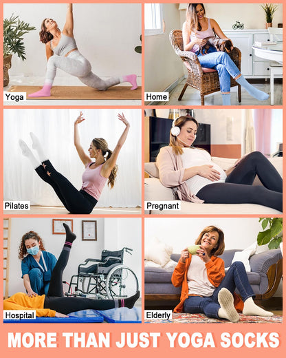 6 Pairs Women’s Non-Slip Pilates & Yoga Socks