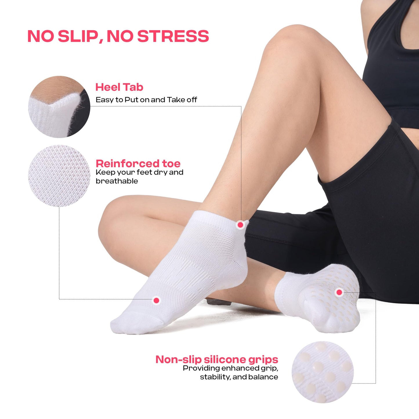 CoolMate Women’s Non-Slip Pilates Yoga Socks