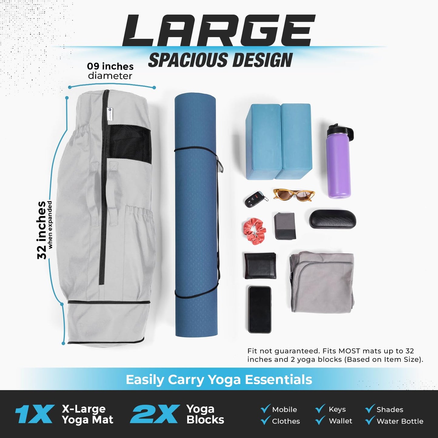 MAGNILAY Yoga Mat Bag with Adjustable Strap & Pockets