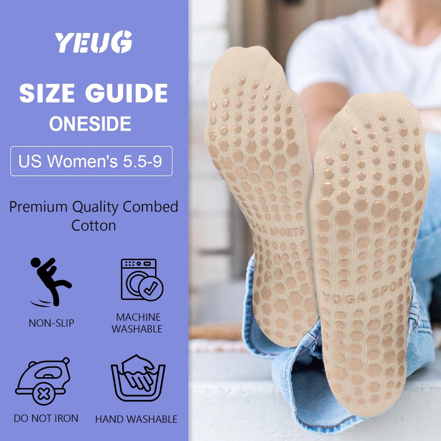 YeuG Non-Slip Pilates Socks for Women (4/6 Pairs)