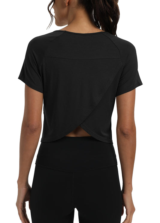 Mippo Women’s Cropped Split Back Workout Top
