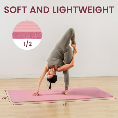 Extra Thick 1/2" High-Density Yoga Mat with Strap