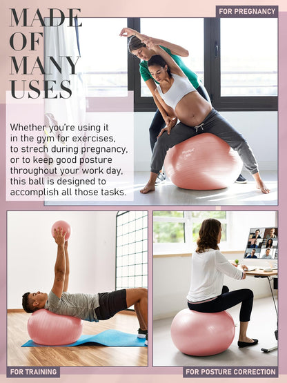 Yoga Ball with Pump – 4 Sizes for Fitness & Therapy