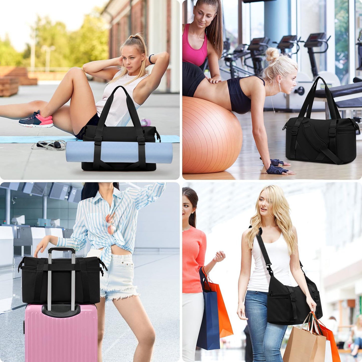 MAXTOP Women’s Gym & Yoga Duffle Bag with Shoe Pouches