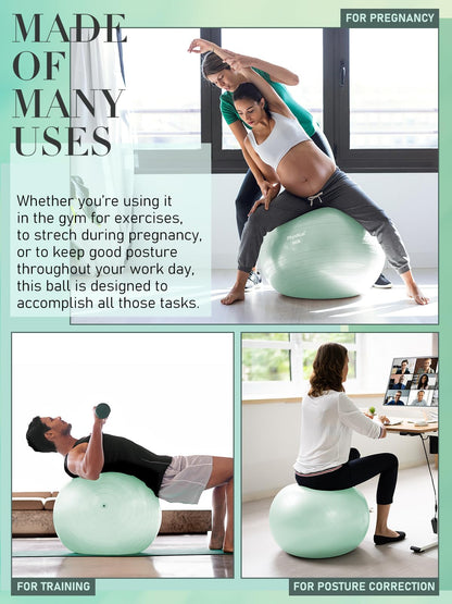 Yoga Ball with Pump – 4 Sizes for Fitness & Therapy
