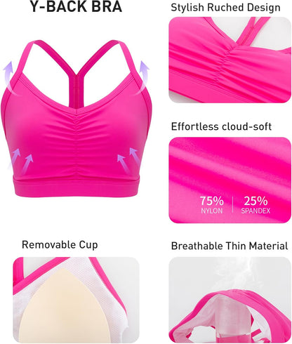 RUNNING GIRL Ruched V-Neck Sports Bra