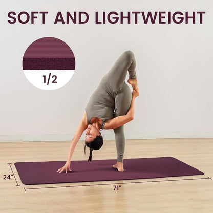 Extra Thick 1/2" High-Density Yoga Mat with Strap