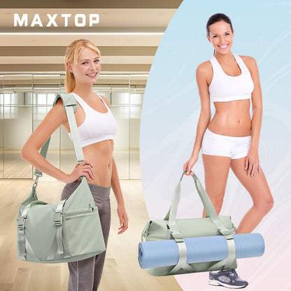 MAXTOP Women’s Gym & Yoga Duffle Bag with Shoe Pouches