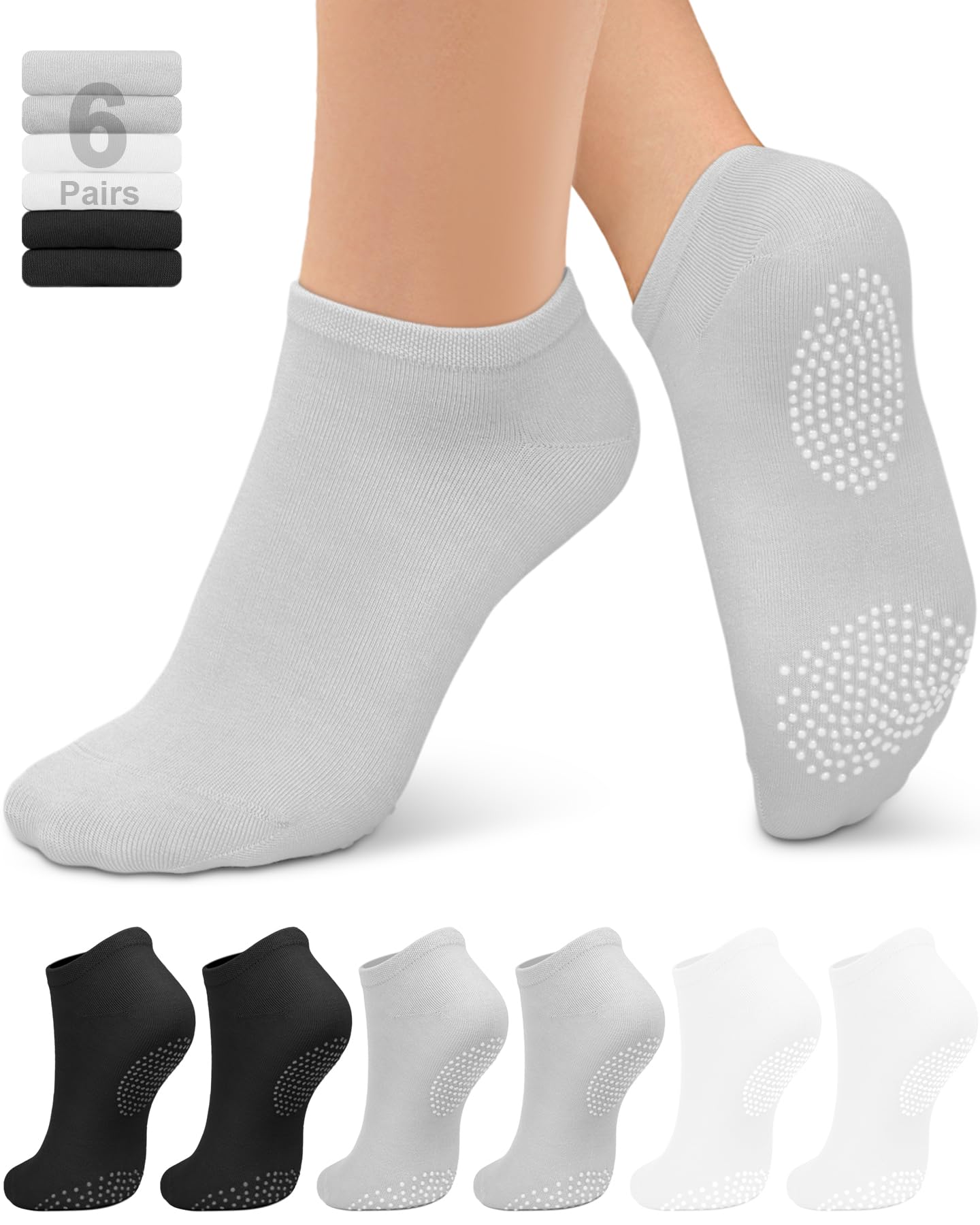 YeuG Non-Slip Pilates Socks for Women (4/6 Pairs)