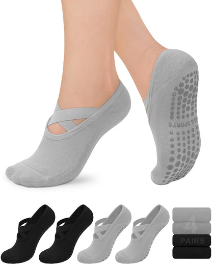 YeuG Non-Slip Pilates Socks for Women (4/6 Pairs)