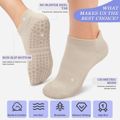 YeuG Non-Slip Pilates Socks for Women (4/6 Pairs)