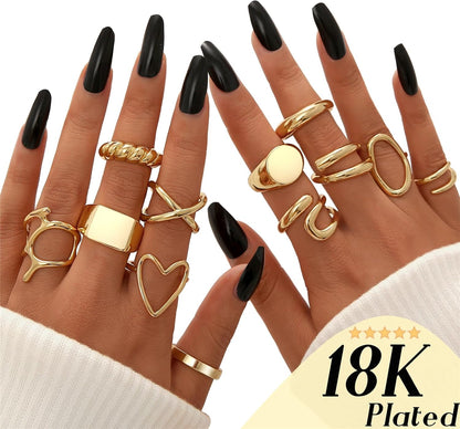 12-Piece Gold Stackable Rings