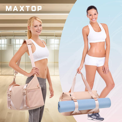 MAXTOP Women’s Gym & Yoga Duffle Bag with Shoe Pouches