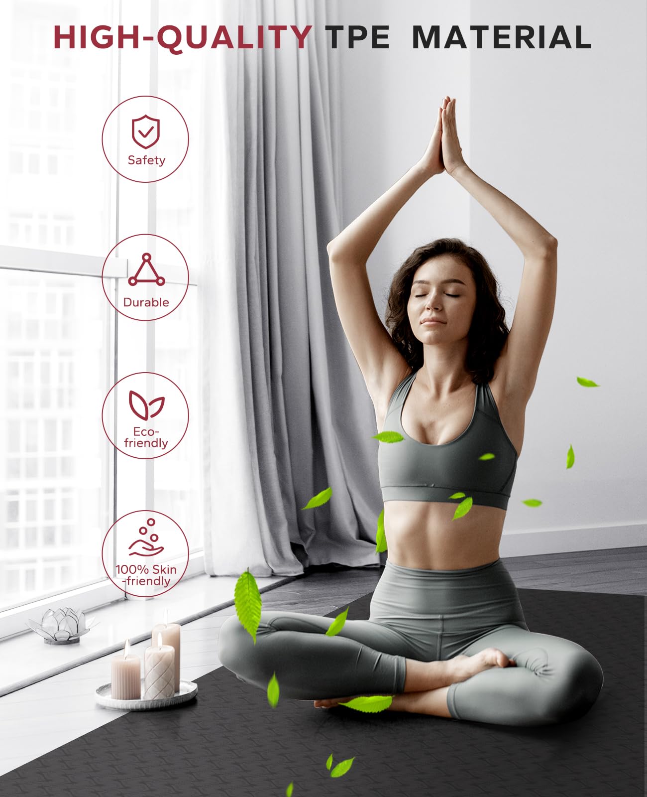 HAPBEAR Large Non-Slip Yoga Mat with Accessories