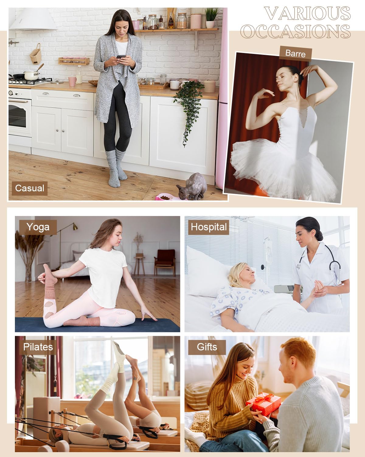 Century Star Non-Slip Yoga Pilates Socks