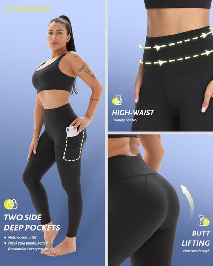 CAMPSNAIL 4-Pack Women’s High Waisted Leggings