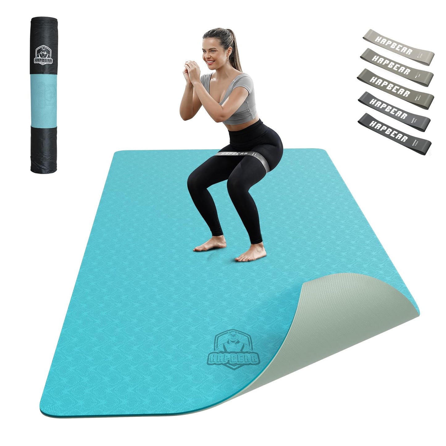 HAPBEAR Large Non-Slip Yoga Mat with Accessories