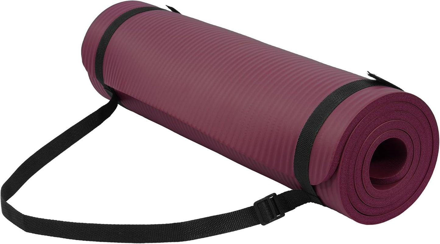 Extra Thick 1/2" High-Density Yoga Mat with Strap