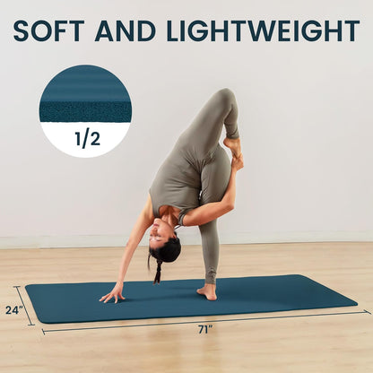 Extra Thick 1/2" High-Density Yoga Mat with Strap