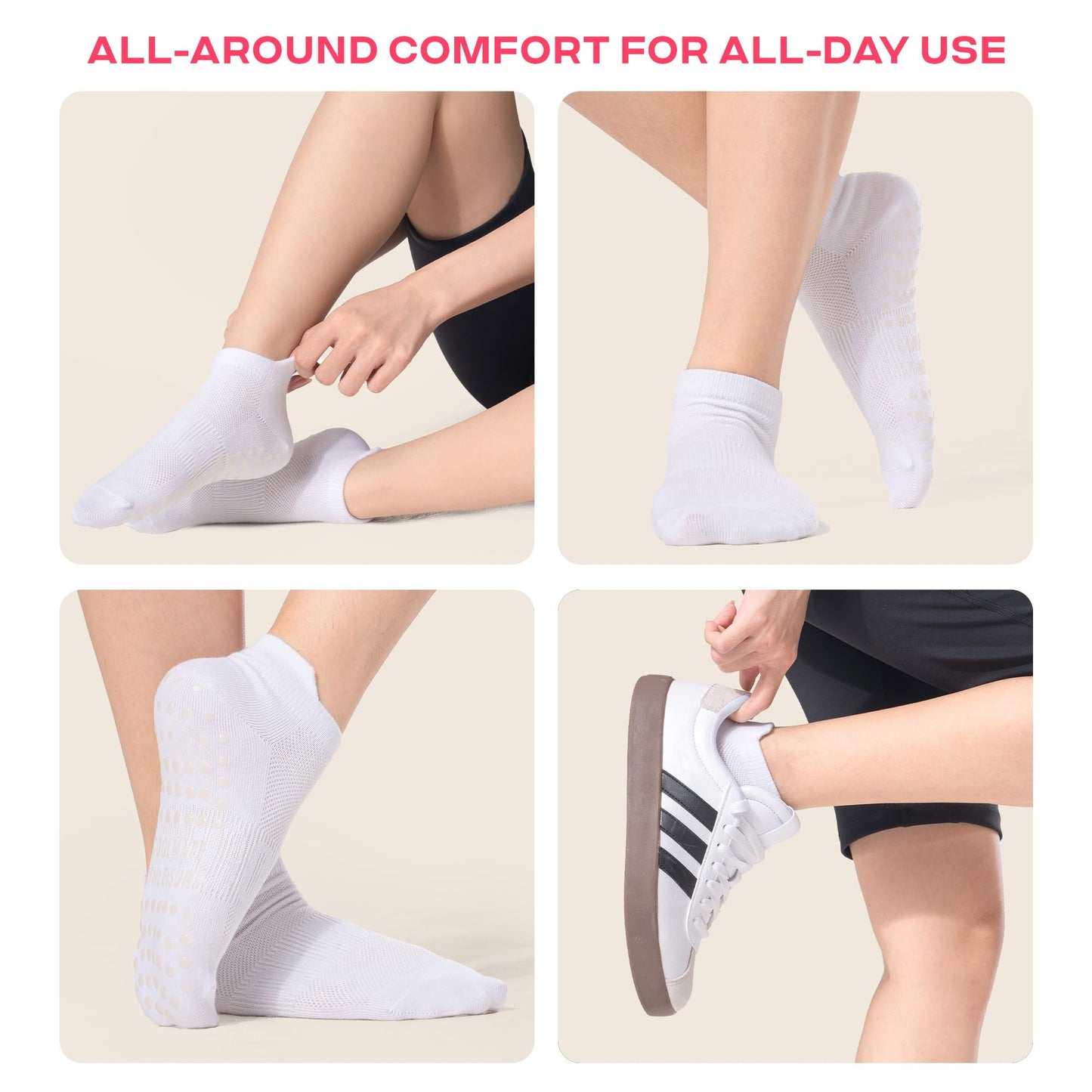 CoolMate Women’s Non-Slip Pilates Yoga Socks