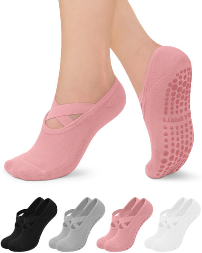 YeuG Non-Slip Pilates Socks for Women (4/6 Pairs)