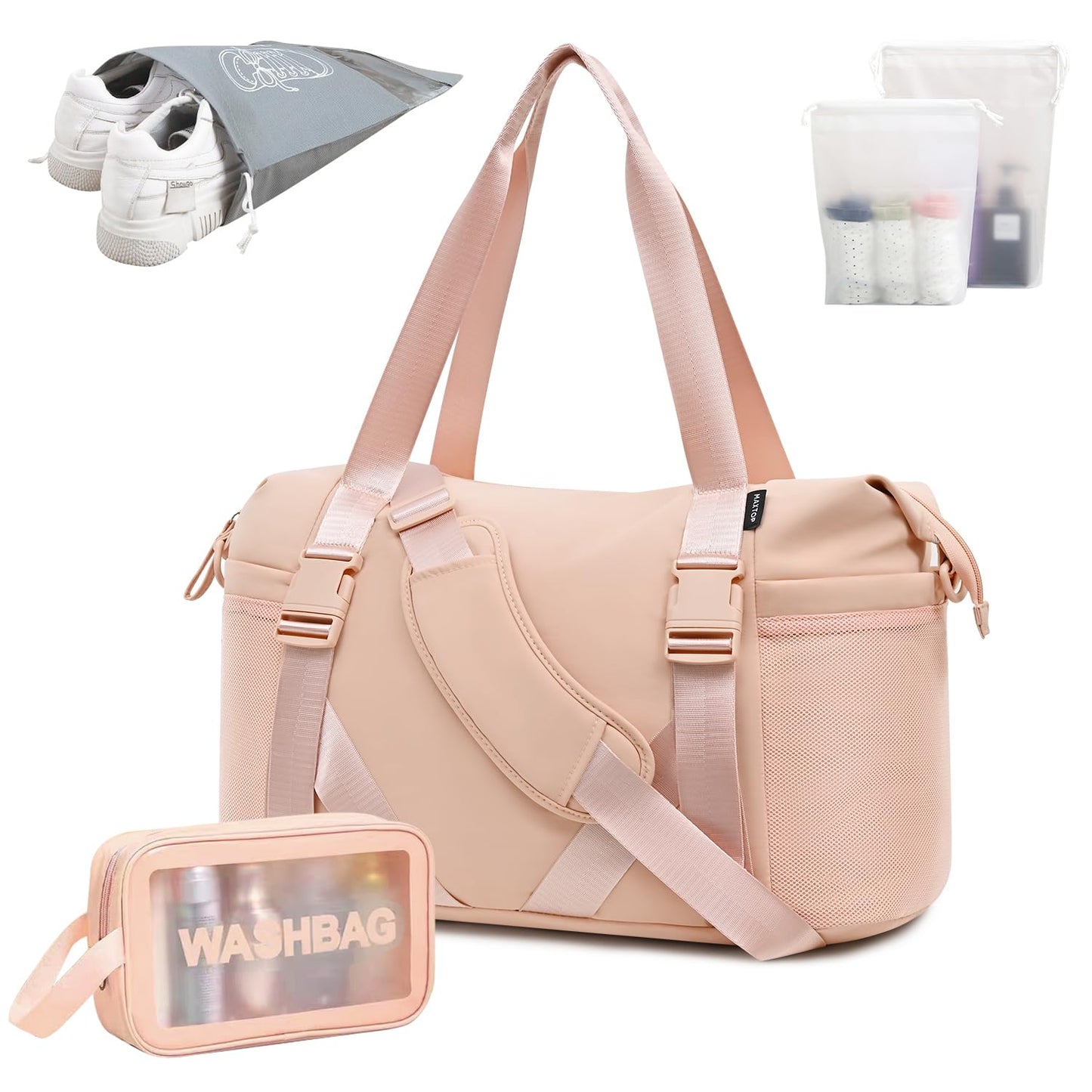 MAXTOP Women’s Gym & Yoga Duffle Bag with Shoe Pouches
