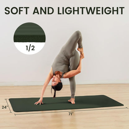 Extra Thick 1/2" High-Density Yoga Mat with Strap