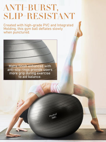 Yoga Ball with Pump – 4 Sizes for Fitness & Therapy