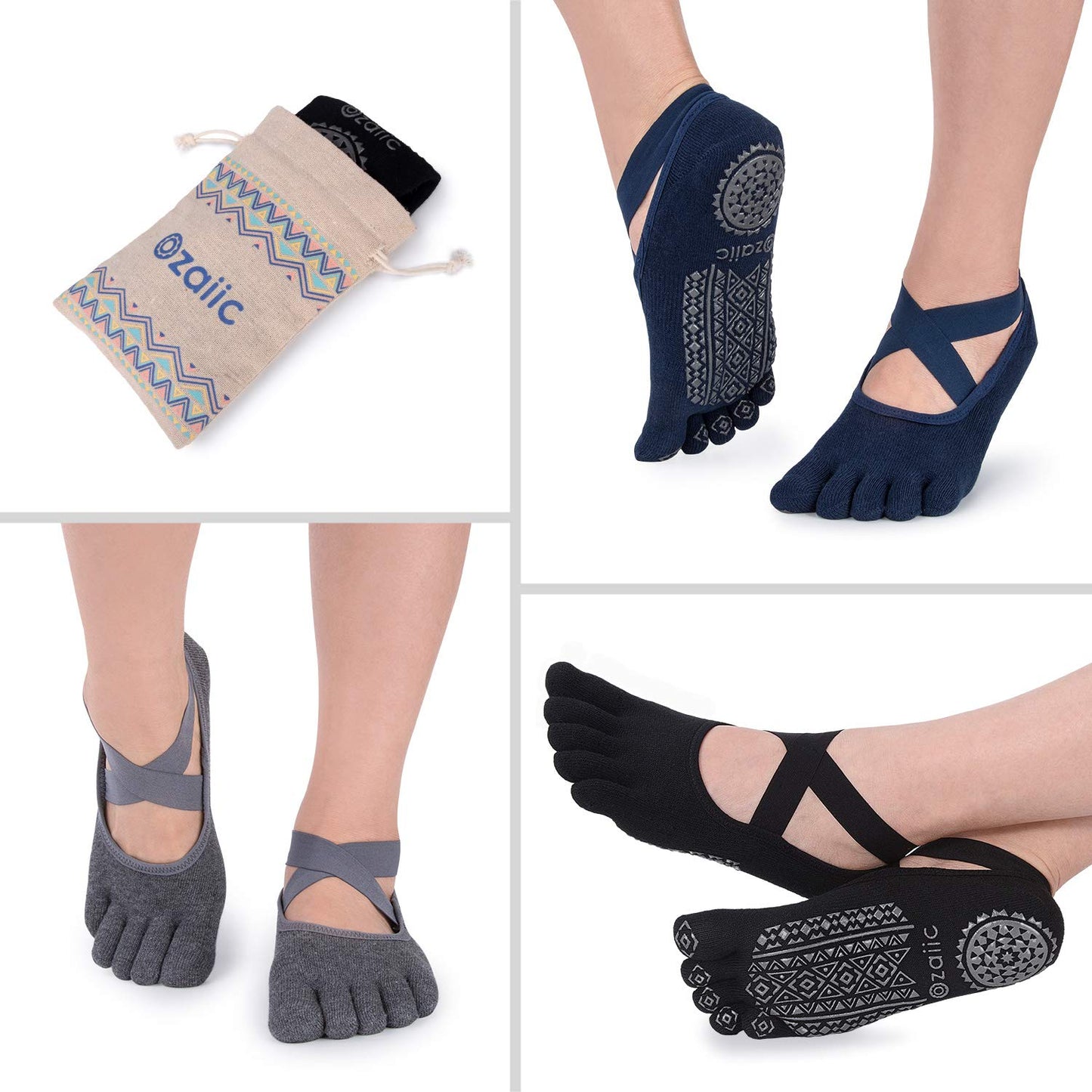 Ozaiic Women’s Non-Slip Yoga Socks with Grips