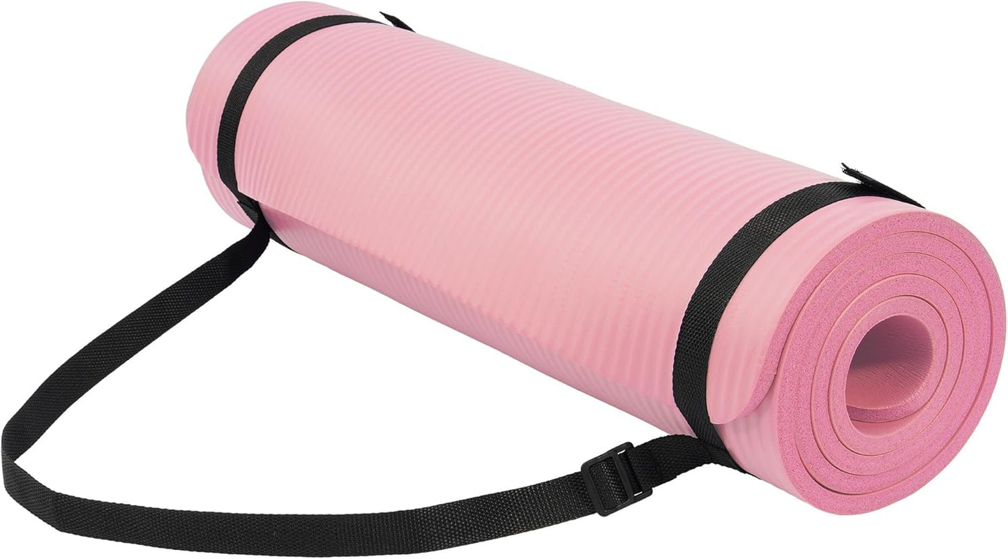 Extra Thick 1/2" High-Density Yoga Mat with Strap