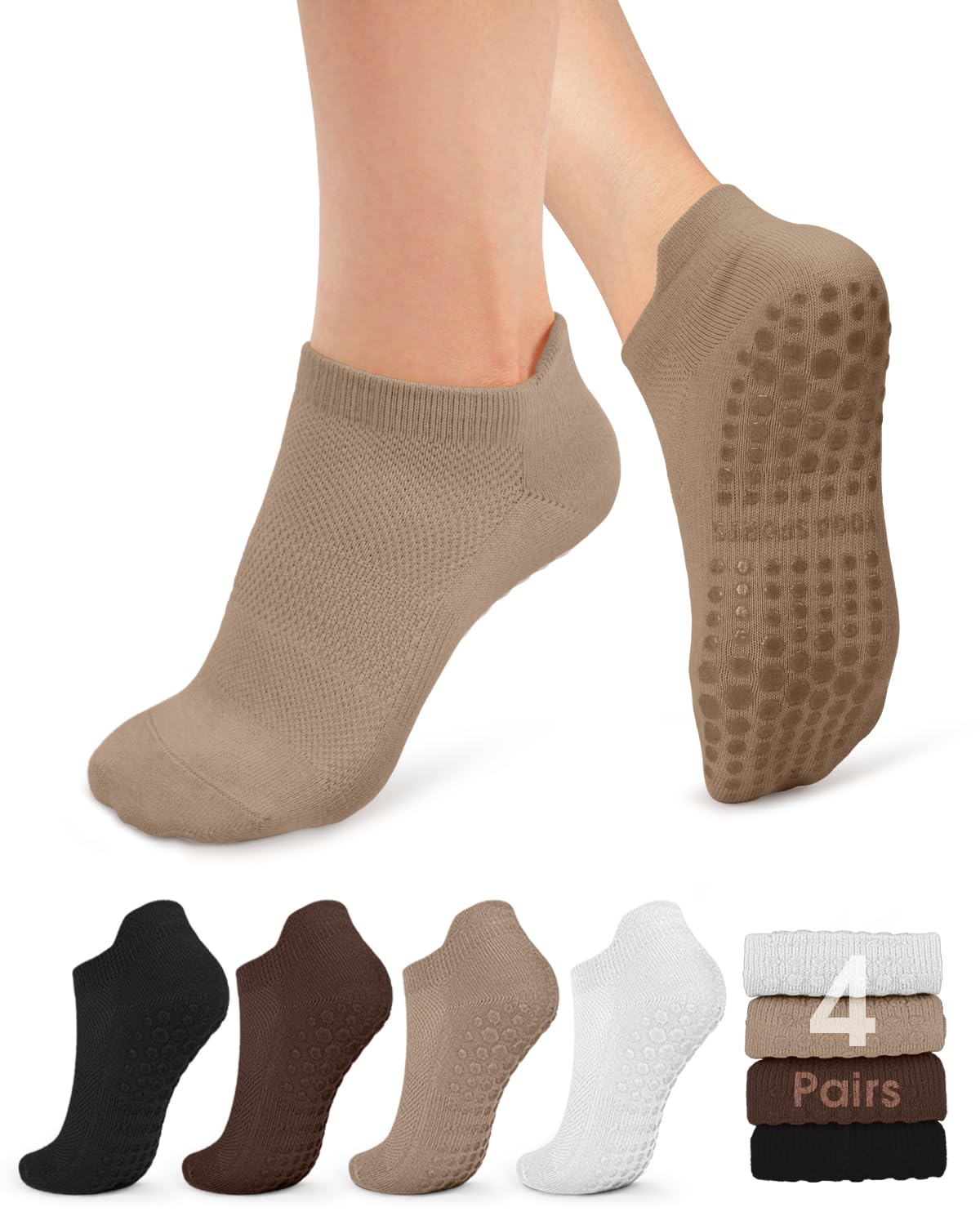 YeuG Non-Slip Pilates Socks for Women (4/6 Pairs)
