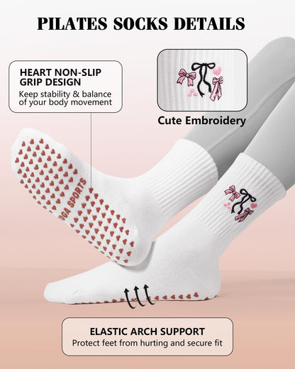 YeuG Non-Slip Pilates Socks for Women (4/6 Pairs)