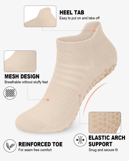 6 Pairs Women’s Non-Slip Pilates & Yoga Socks