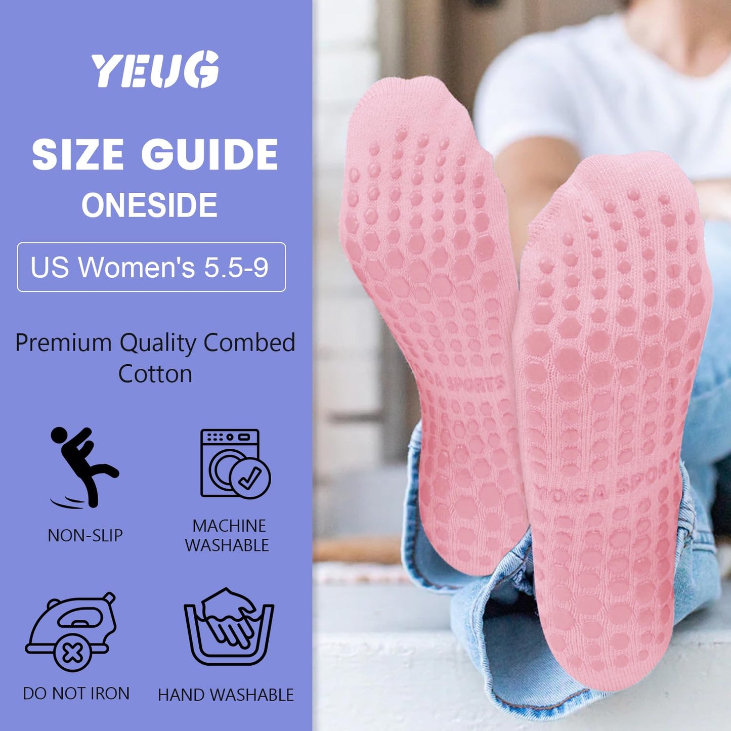 YeuG Non-Slip Pilates Socks for Women (4/6 Pairs)