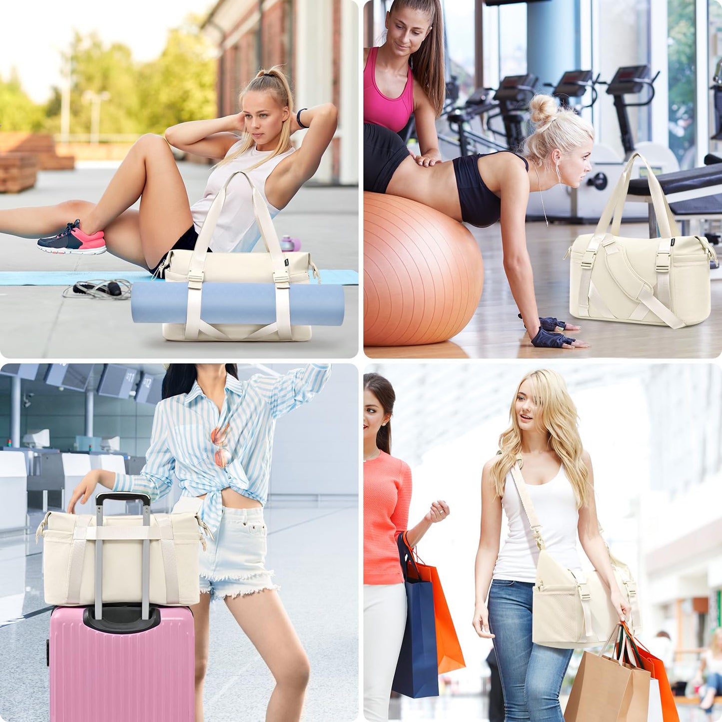 MAXTOP Women’s Gym & Yoga Duffle Bag with Shoe Pouches