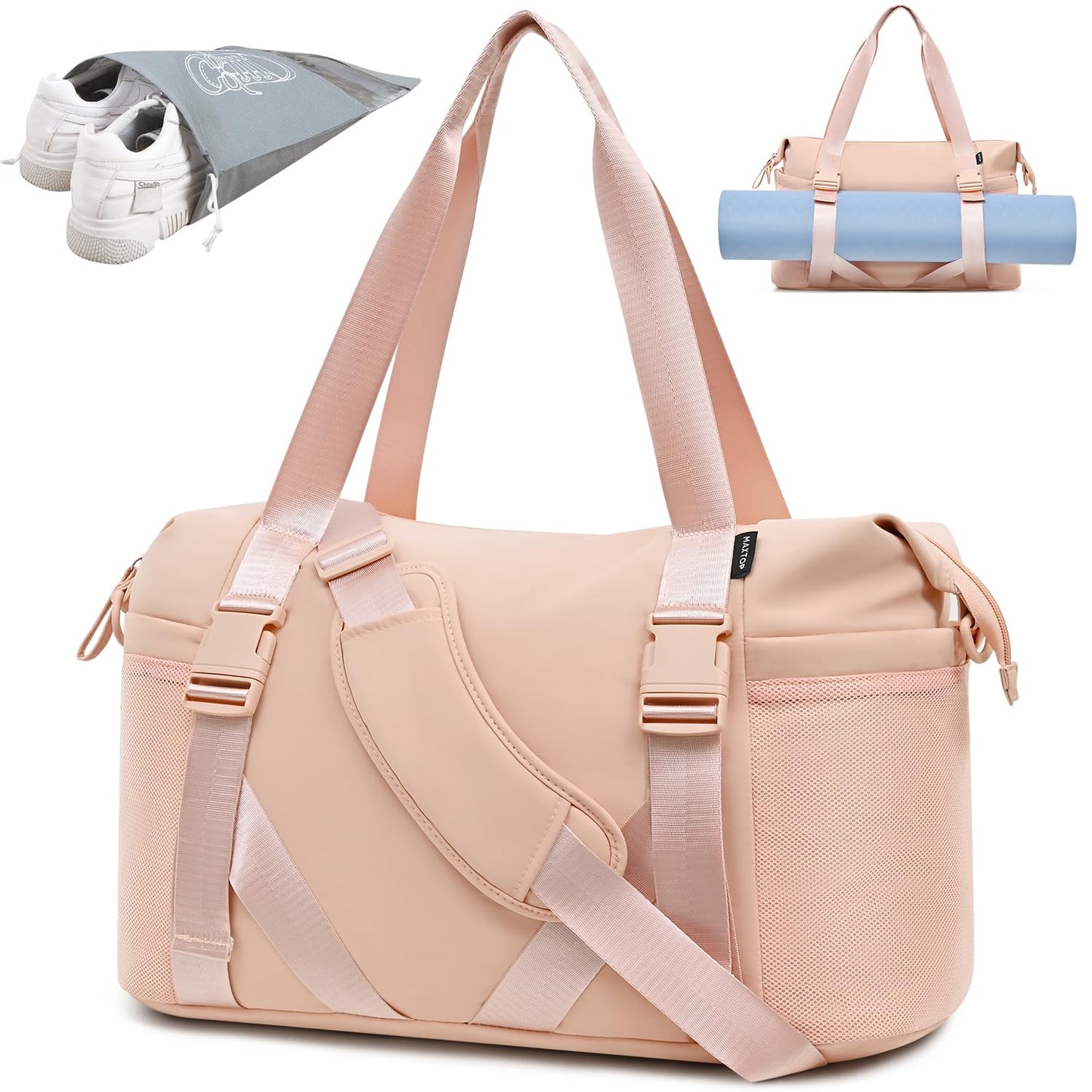 MAXTOP Women’s Gym & Yoga Duffle Bag with Shoe Pouches