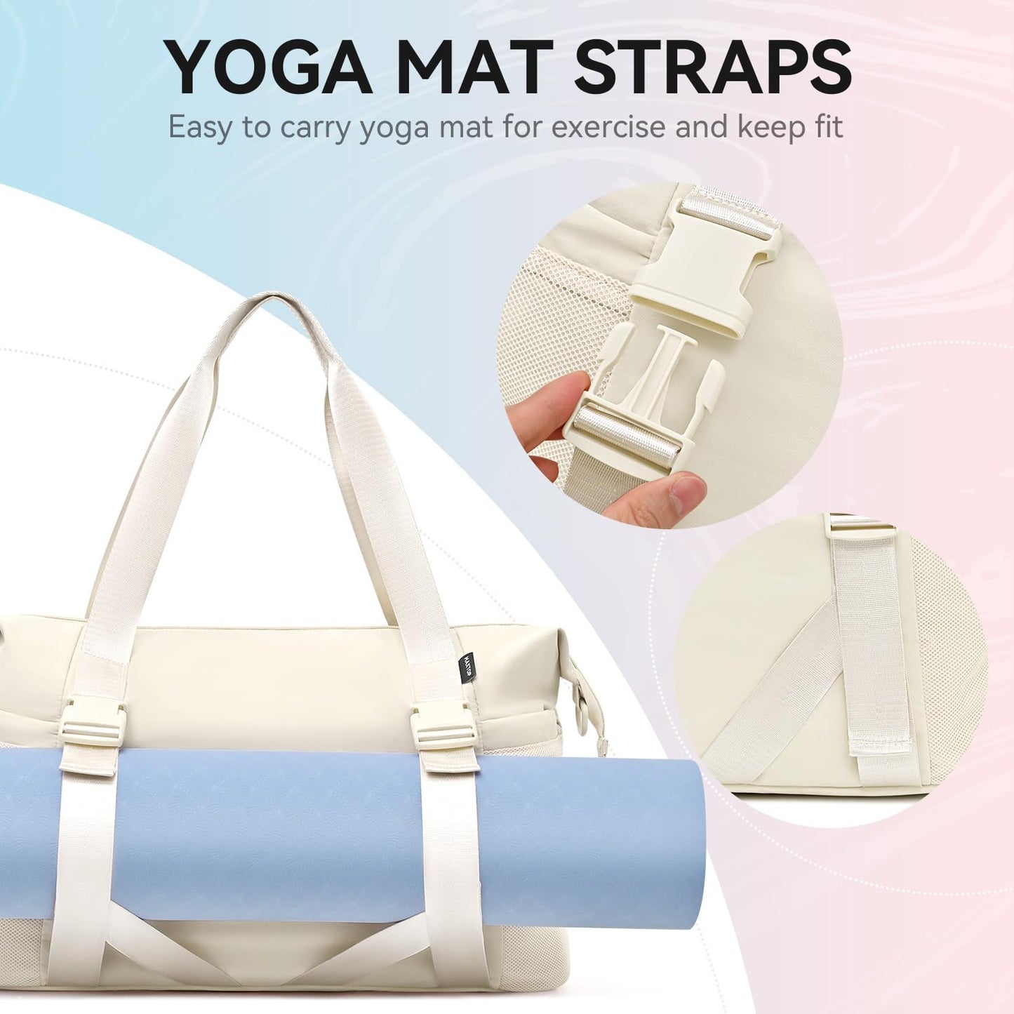 MAXTOP Women’s Gym & Yoga Duffle Bag with Shoe Pouches