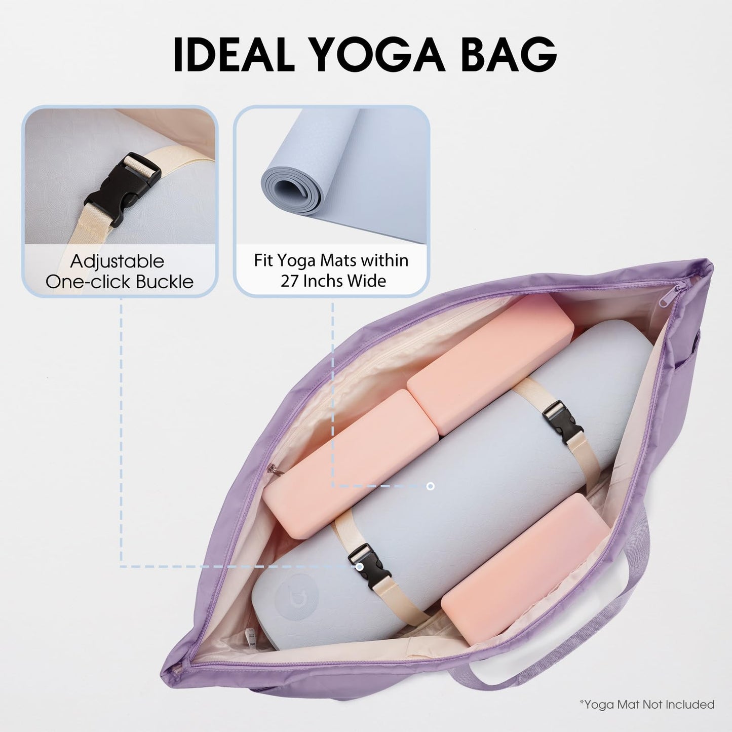 Large Yoga Mat Bag with Shoe & Wet Pocket
